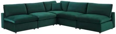 Commix Down Filled Overstuffed Performance Velvet 5-Piece Sectional Sofa