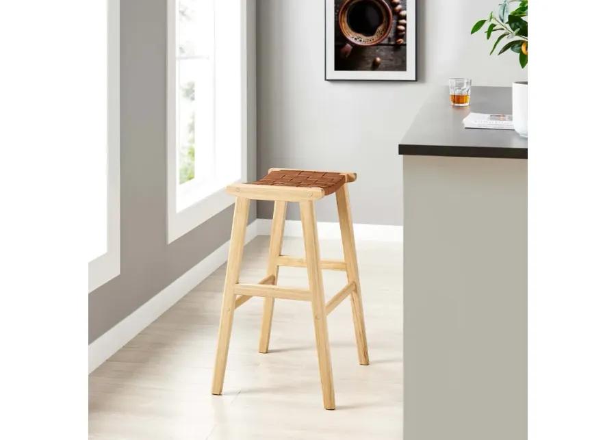 Saoirse Faux Leather Wood Bar Stool - Set of 2