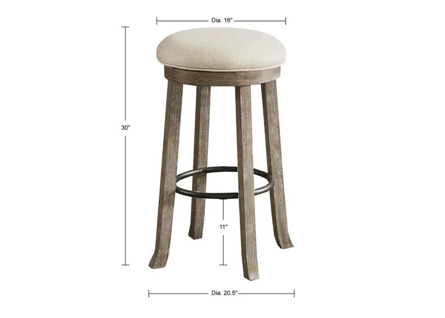 INK+IVY OAKTOWN Light Grey Backless Bar Stool with Swivel Seat