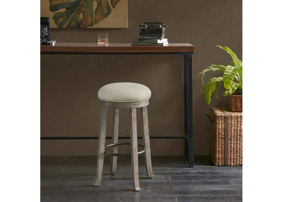 INK+IVY OAKTOWN Light Grey Backless Bar Stool with Swivel Seat