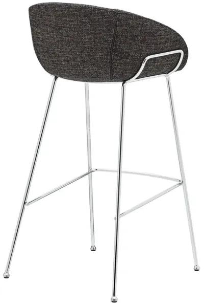 Zach-B Bar Stool with Black Fabric and Chromed Steel Frame and Legs - Set of 2