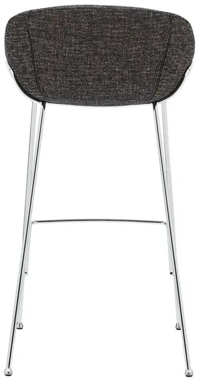 Zach-B Bar Stool with Black Fabric and Chromed Steel Frame and Legs - Set of 2