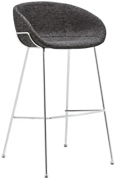 Zach-B Bar Stool with Black Fabric and Chromed Steel Frame and Legs - Set of 2