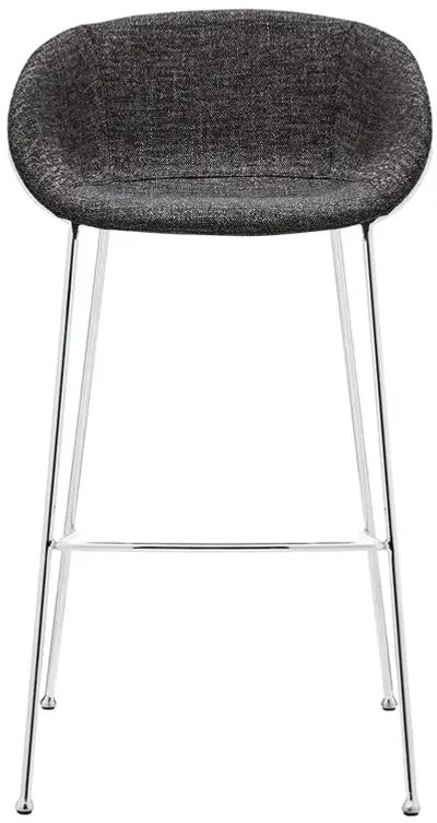 Zach-B Bar Stool with Black Fabric and Chromed Steel Frame and Legs - Set of 2