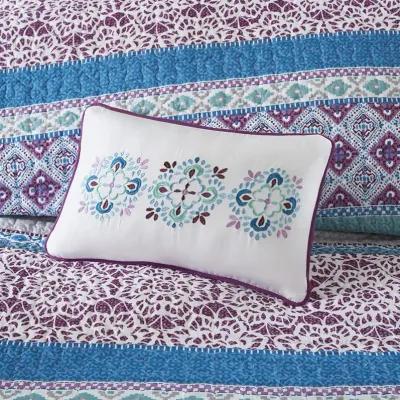 Intelligent Design Joni Purple Reversible Quilt Set with Throw Pillows