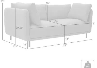 Serenity 79" Gray Fabric Sofa with Black Metal Legs