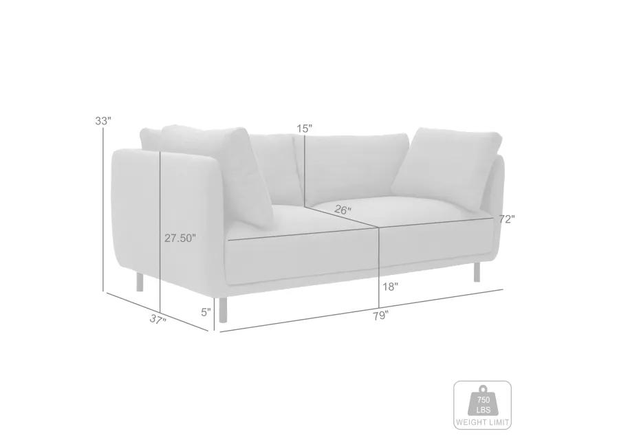 Serenity 79" Gray Fabric Sofa with Black Metal Legs