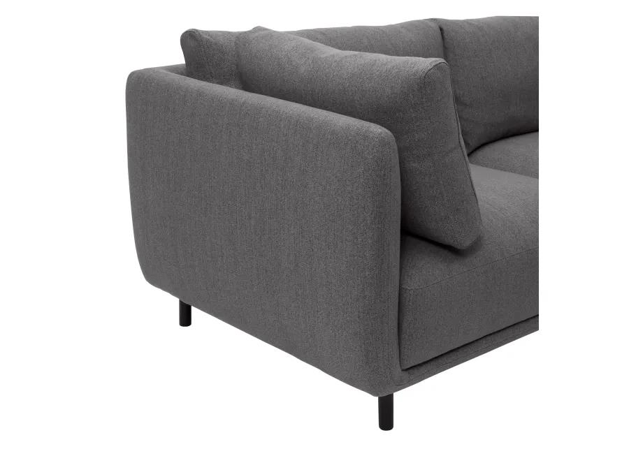 Serenity 79" Gray Fabric Sofa with Black Metal Legs