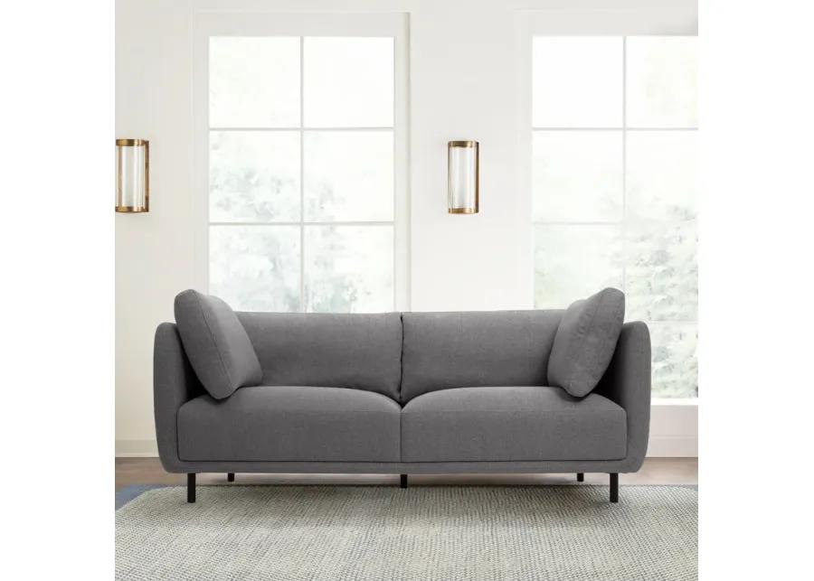 Serenity 79" Gray Fabric Sofa with Black Metal Legs