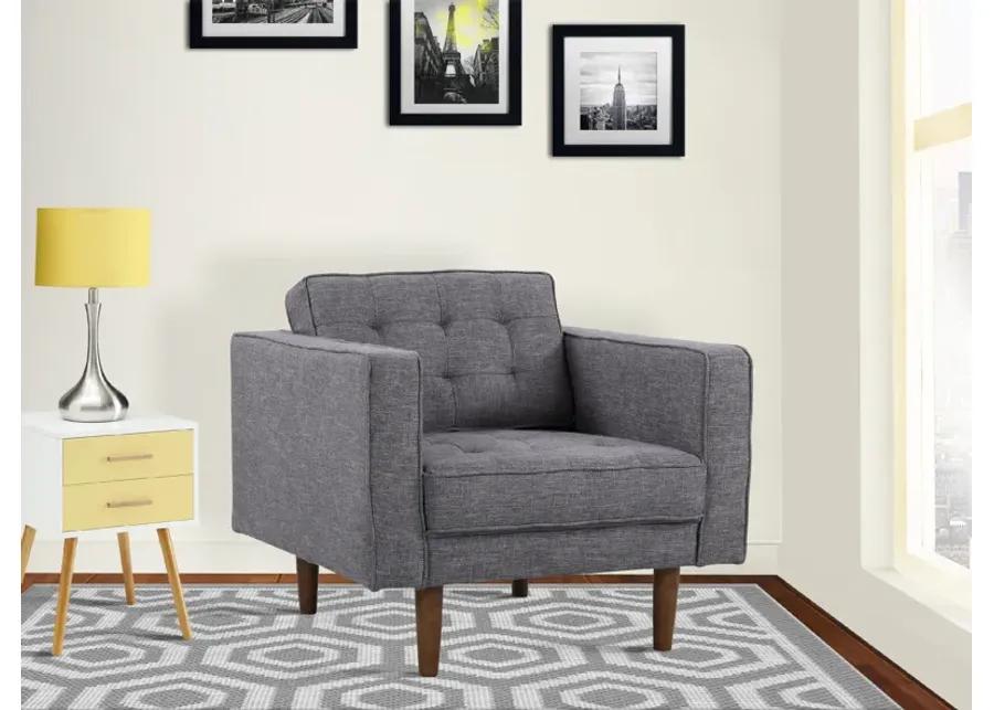 Element Mid-Century Modern Chair in Dark Gray Linen and Walnut Legs