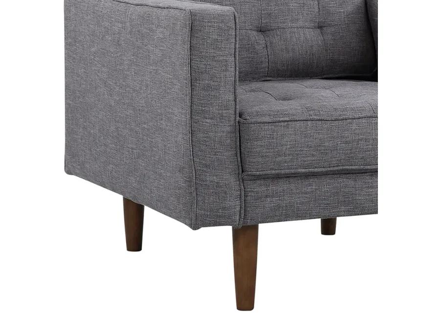 Element Mid-Century Modern Chair in Dark Gray Linen and Walnut Legs