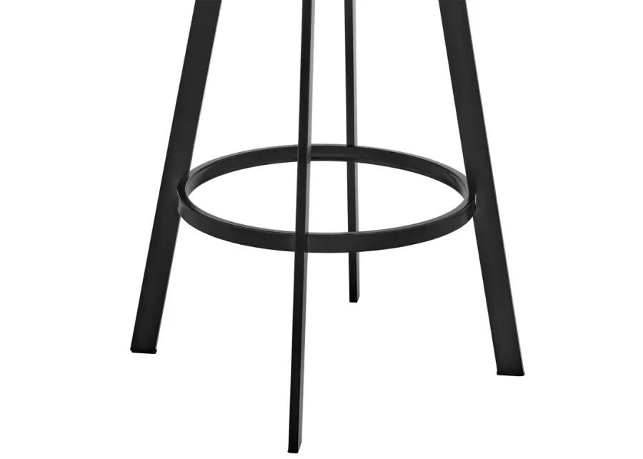 Bronson 29" Bar Height Swivel Bar Stool in Black Finish and Black Faux Leather