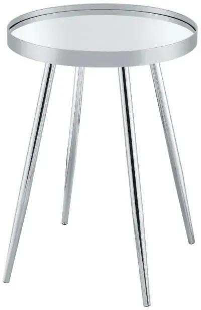 Kaelyn Round Mirror Top End Table Chrome