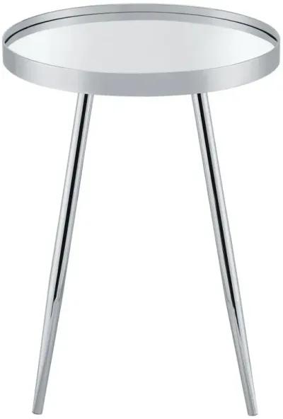 Kaelyn Round Mirror Top End Table Chrome