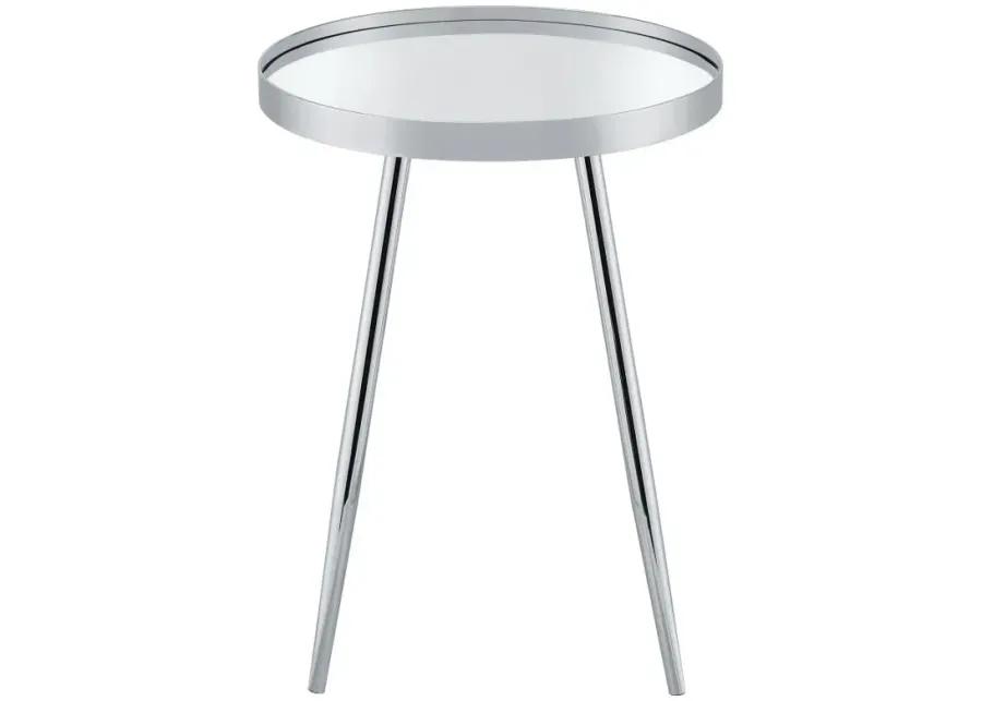 Kaelyn Round Mirror Top End Table Chrome