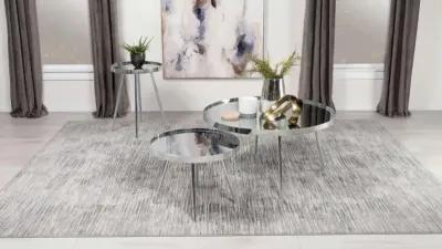 Kaelyn Round Mirror Top End Table Chrome