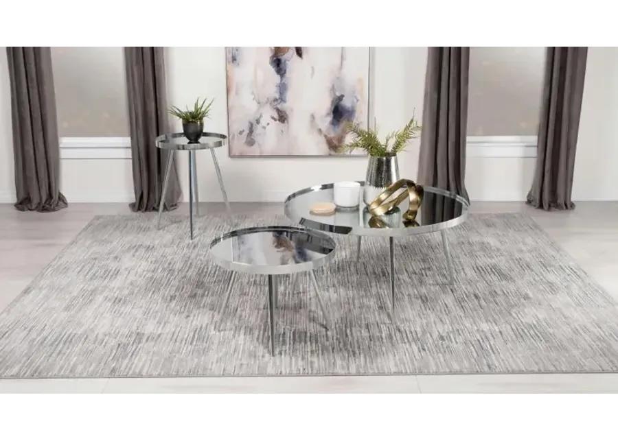 Kaelyn Round Mirror Top End Table Chrome