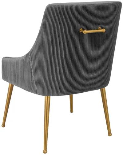 Beatrix Pleated Grey Velvet Side Chair