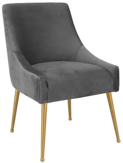 Beatrix Pleated Grey Velvet Side Chair