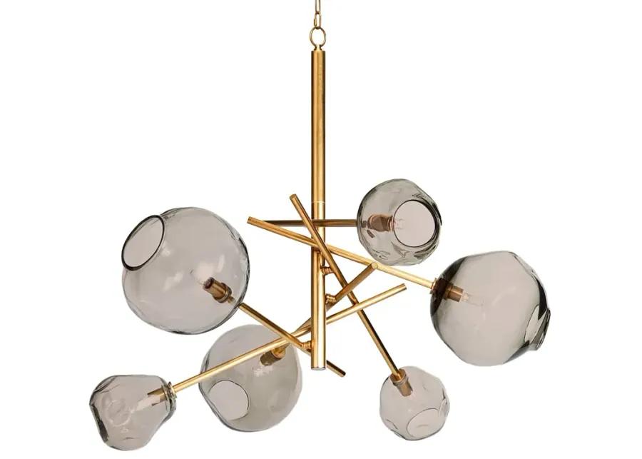 Molten Chandelier With Smoke Glass (Natural Brass)