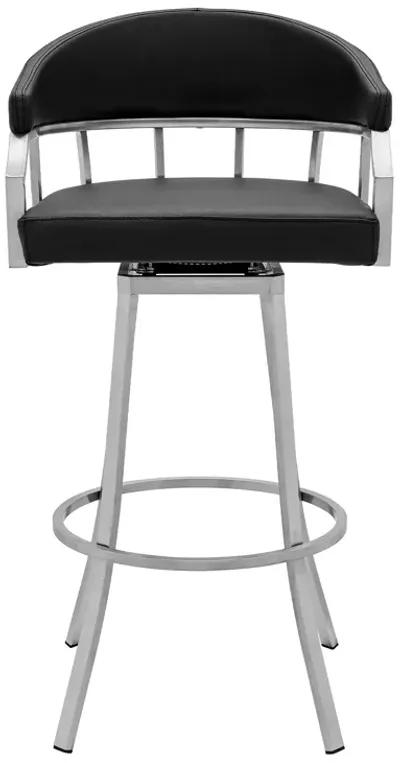 Palmdale Swivel Modern Faux Leather Bar and Counter Stool in Brushed Stainless Steel Finish