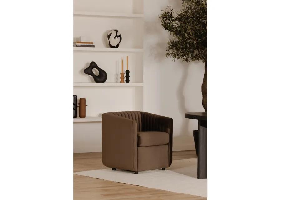 Jane Rolling Dining Chair Brown Velvet