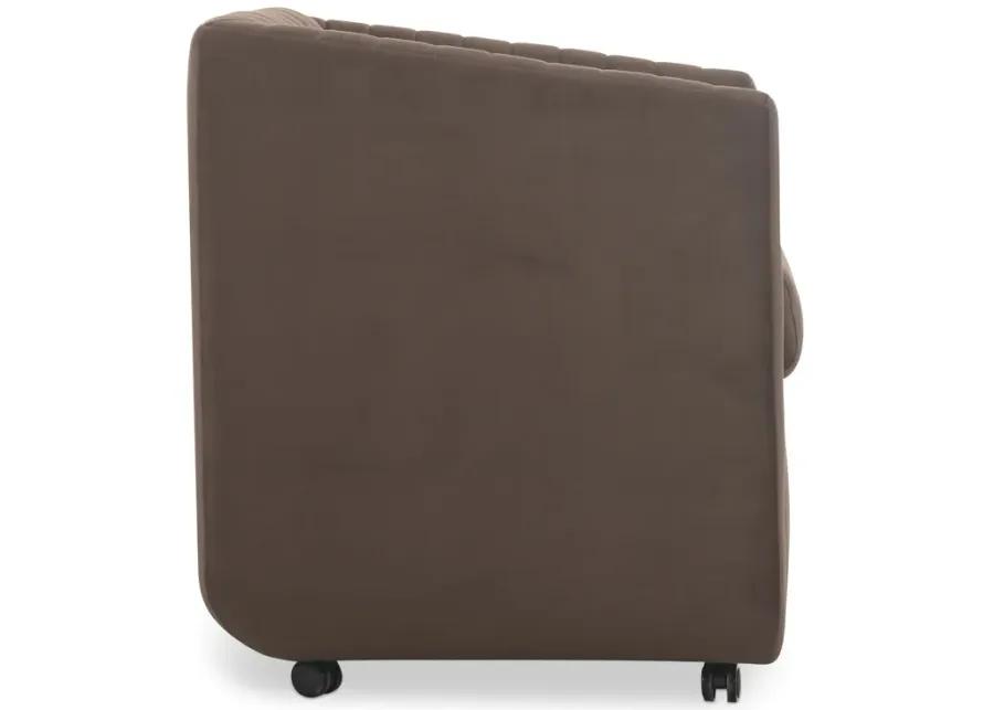 Jane Rolling Dining Chair Brown Velvet