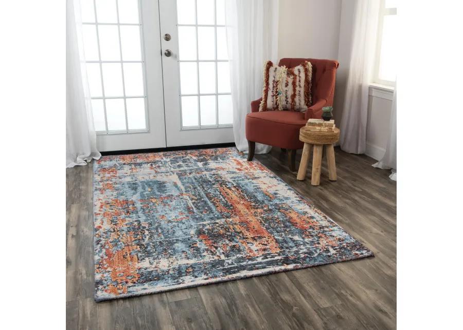 Premier Blue Abstract NZ Wool/Tencel Blend 8' x 10' Rectangle Rug