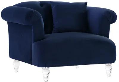 Elegance Contemporary Chair in Blue Velvet with Acrylic Legs