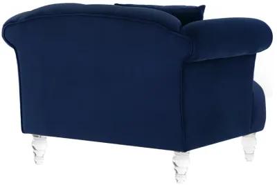 Elegance Contemporary Chair in Blue Velvet with Acrylic Legs