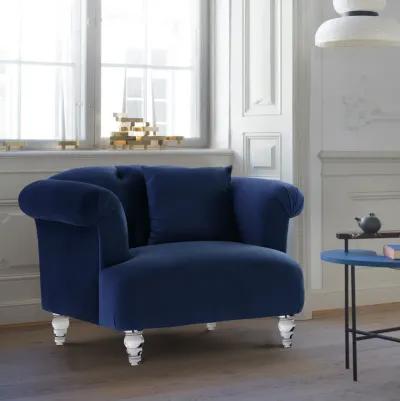 Elegance Contemporary Chair in Blue Velvet with Acrylic Legs