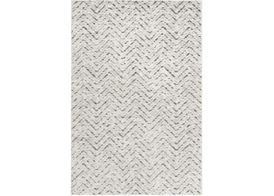 Adirondack Contemporary Ivory / Charcoal 4' X 6' Powerloomed Rug