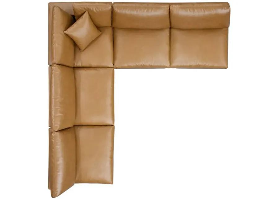 Commix Down Filled Overstuffed Vegan Leather 5-Piece Sectional Sofa