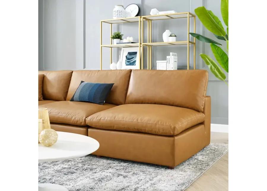 Commix Down Filled Overstuffed Vegan Leather 5-Piece Sectional Sofa