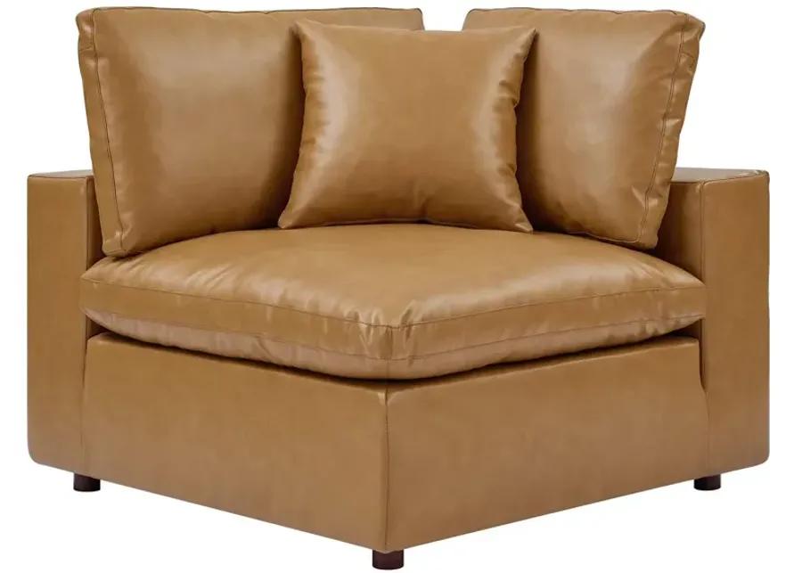 Commix Down Filled Overstuffed Vegan Leather 5-Piece Sectional Sofa