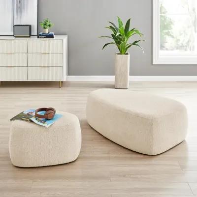 Carlese Fabric Small Ottoman, Palladian Beige 