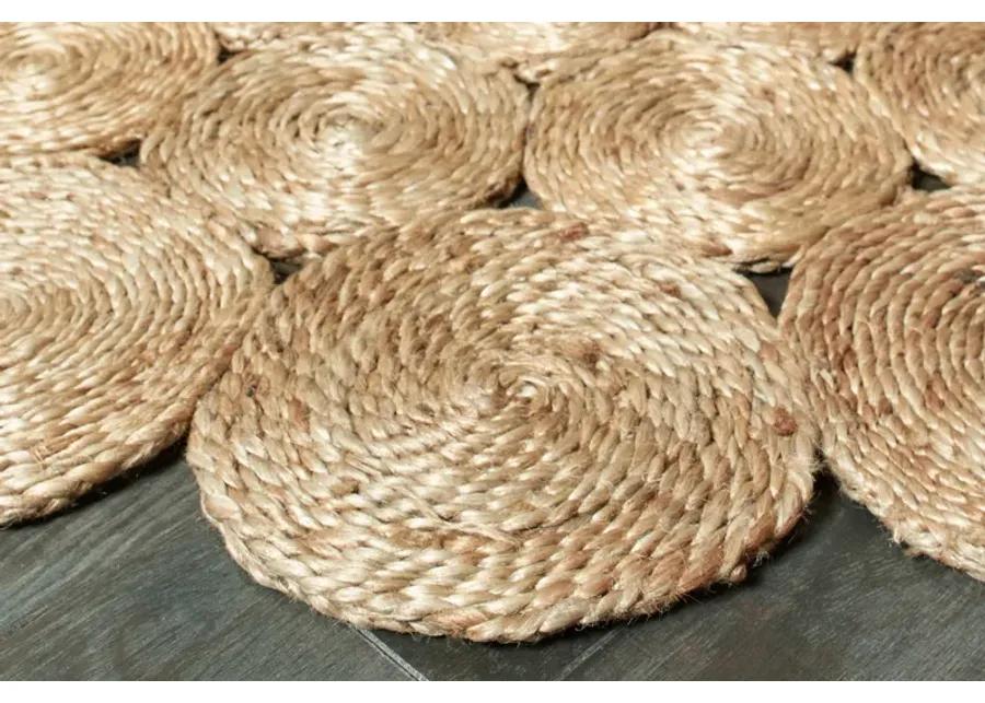 Nature Contemporary Geometric Organic Jute Indoor Round Area Rug 4'