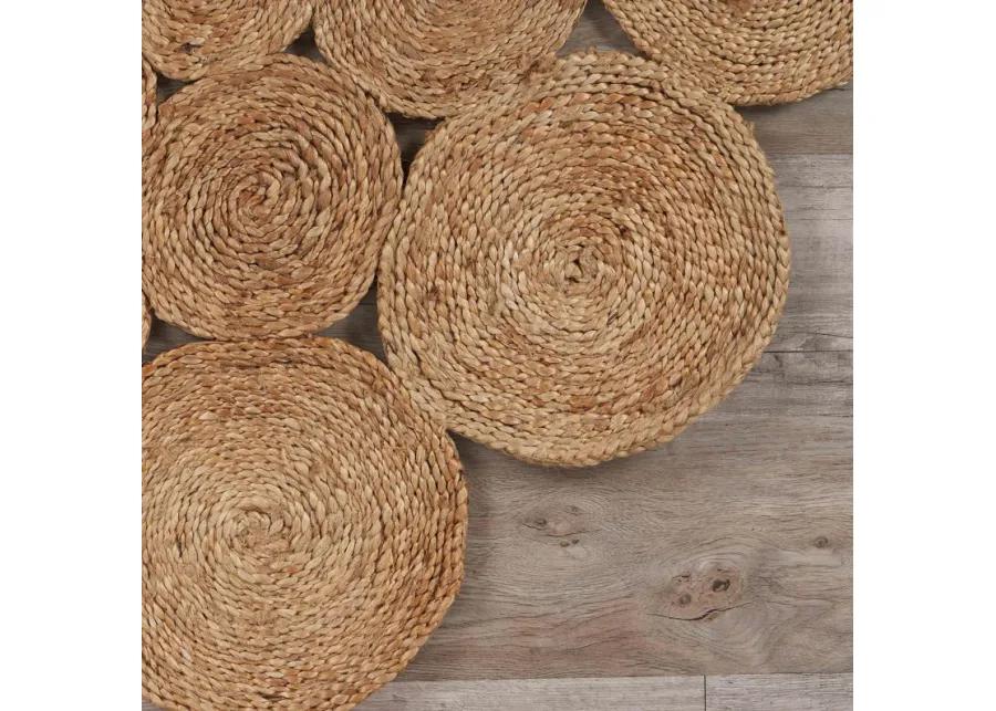 Nature Contemporary Geometric Organic Jute Indoor Round Area Rug 4'