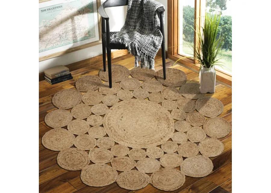 Nature Contemporary Geometric Organic Jute Indoor Round Area Rug 4'