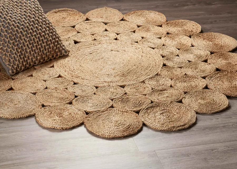 Nature Contemporary Geometric Organic Jute Indoor Round Area Rug 4'