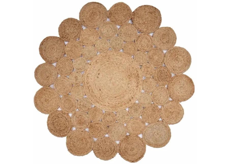 Nature Contemporary Geometric Organic Jute Indoor Round Area Rug 4'