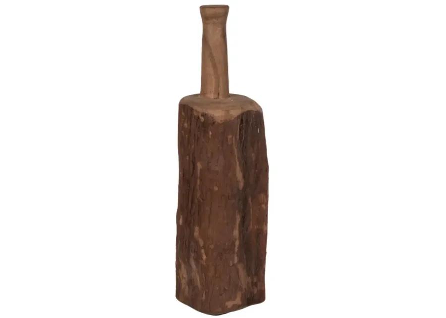 21" Reclaimed Wood Bottle Object, Brown