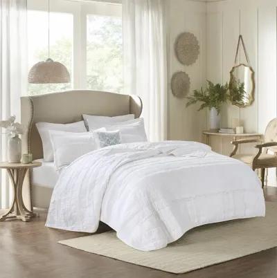 Celeste 4 Piece Reversible Ruffle Quilt Set with Throw Pillow