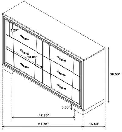 Janine 6-drawer Dresser Grey