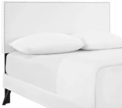 Macie King Vinyl Platform Bed with Round Splayed Legs