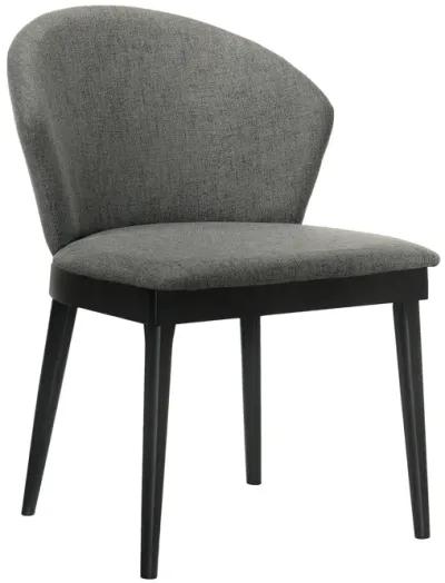 Juno Charcoal Fabric and Black Wood Dining Side Chairs - Set of 2