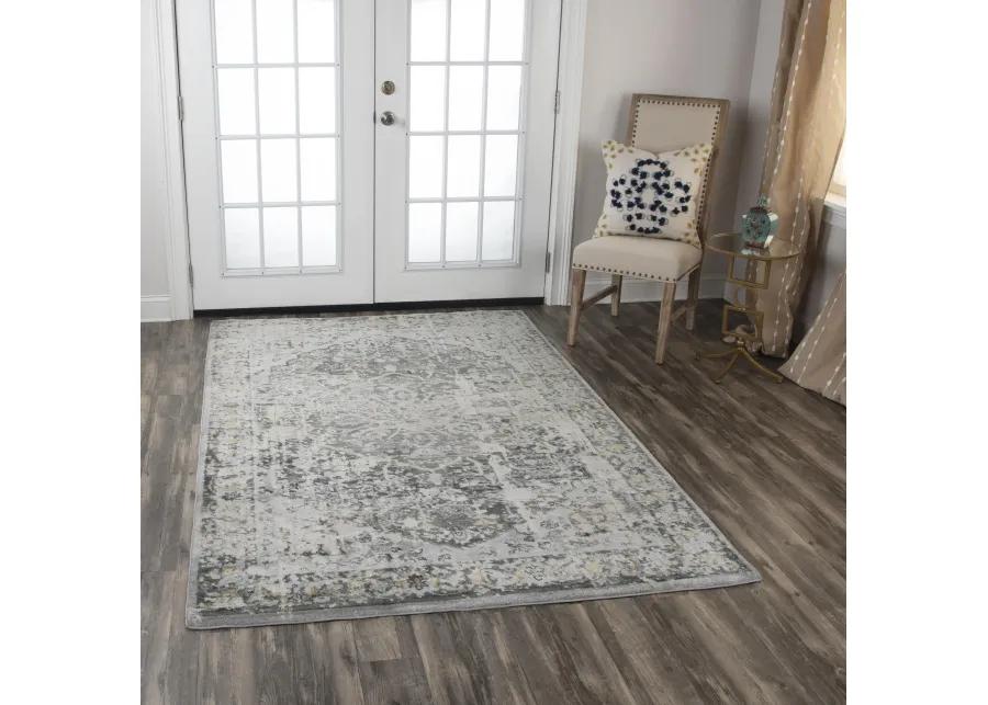 Bristol Beige/Blue Broken Medallion Polypropylene/Polyester 5'3" x 7'6" Rectangle Rug