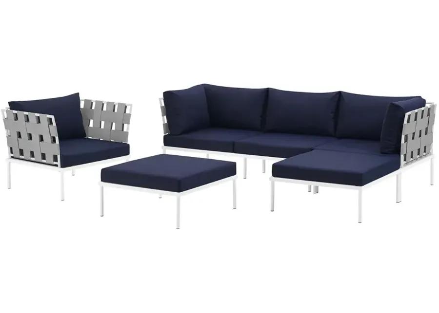 Harmony 6 Piece Outdoor Patio Aluminum Sectional Sofa Set