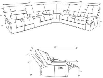 Brunson 3-piece Upholstered Motion Sectional Brown