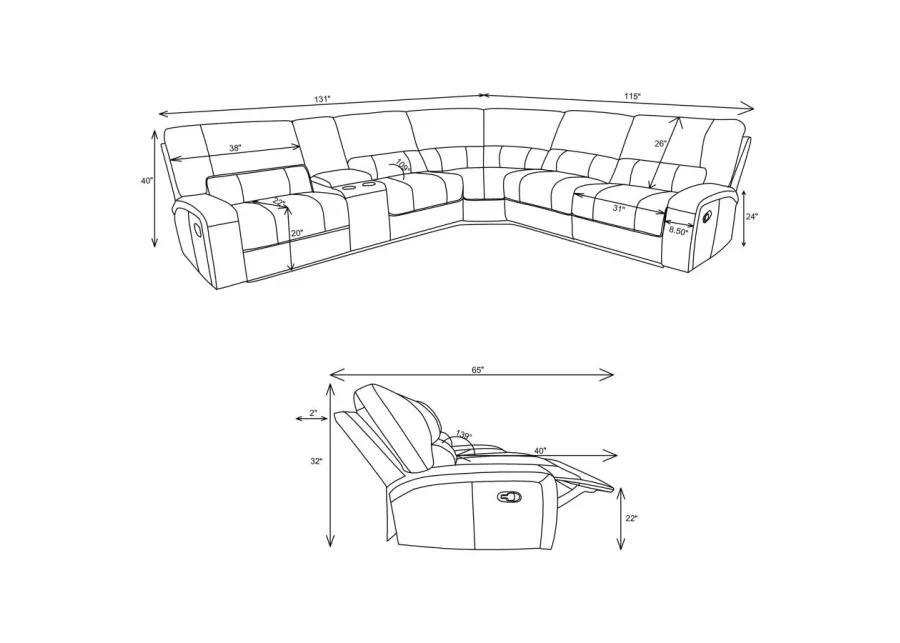 Brunson 3-piece Upholstered Motion Sectional Brown